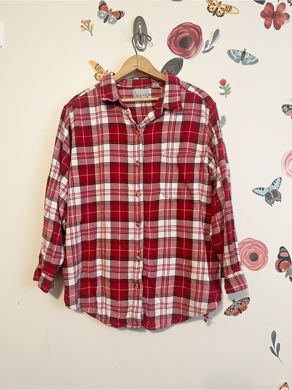 Vintage Red and White Plaid Button-Down Shirt